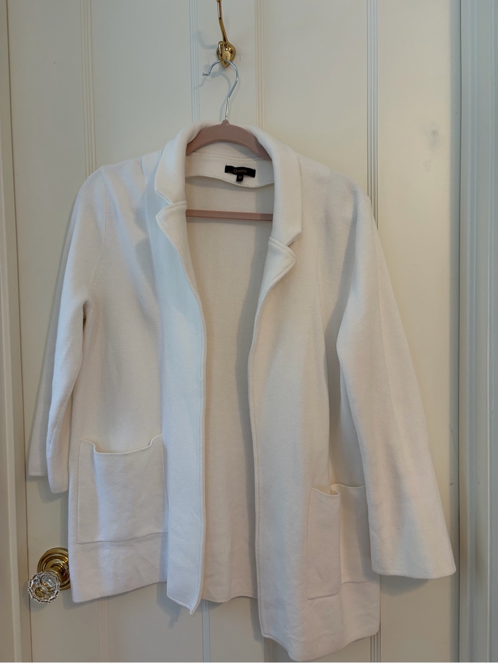 Quince White Open-Front Women's Sweater Balzer